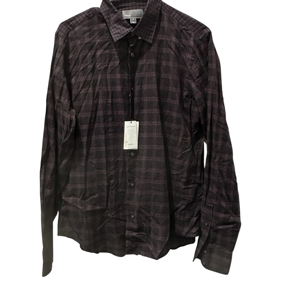 Vince Men's Dark Plaid Button Down Shirt
